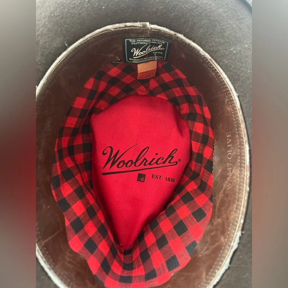 Vintage Woolrich Hat Brown Felted Wool Western Style Leather Hat Strap Fedora - Picture 6 of 8